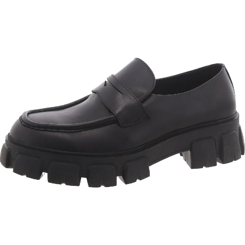 Loafers with subtle shine-Steve Madden Mens Centro Leather Lugged Sole Loafers