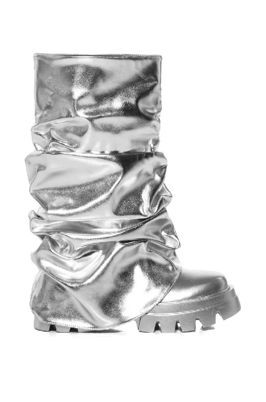 sandals with gradient straps-How to fix torn boots-MATE-SILVER CHUNKY FLAT BOOT