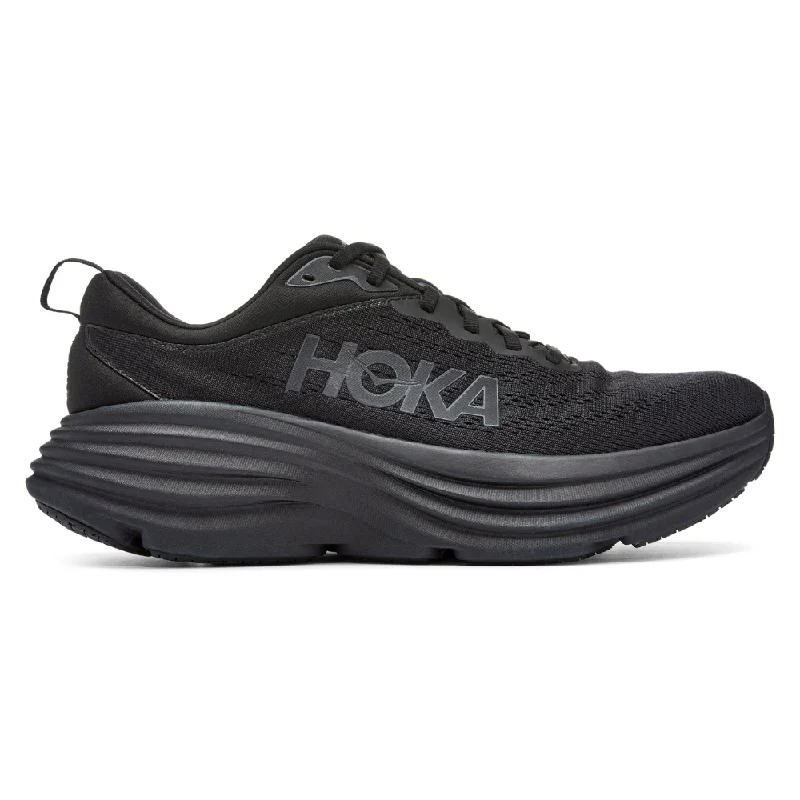 running shoes with quick lacing-Hoka Bondi 8 Black/Black Running Shoe (Women's)