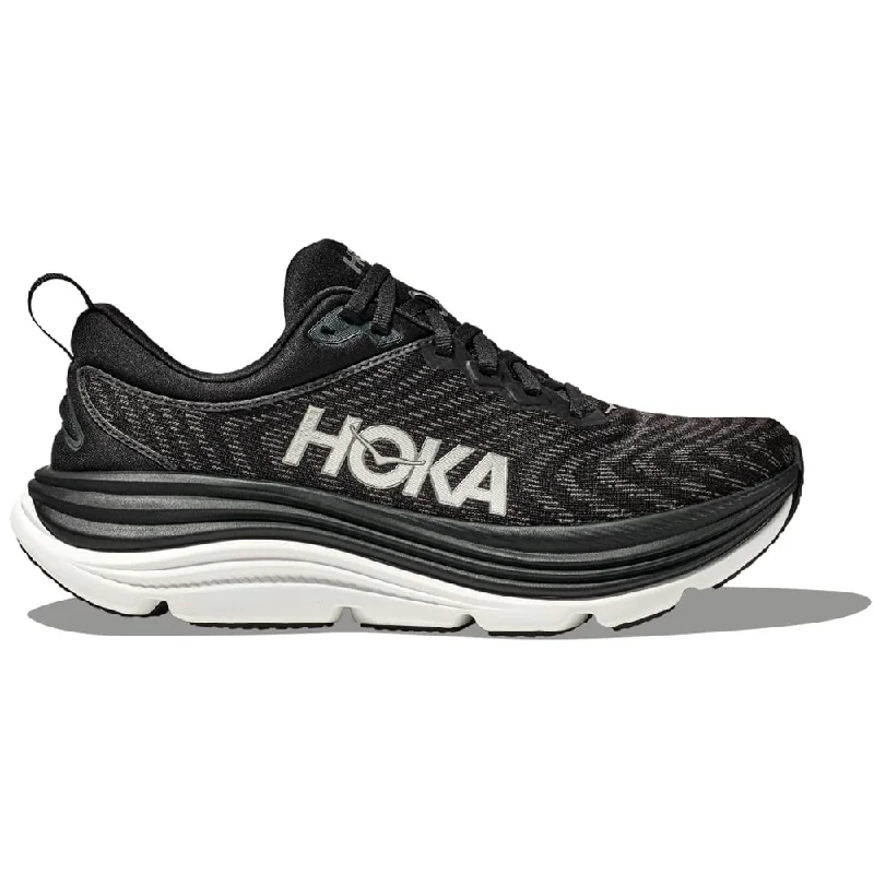 running shoes for rural paths-Hoka Gaviota 5 Black/White Running Shoe (Women's)