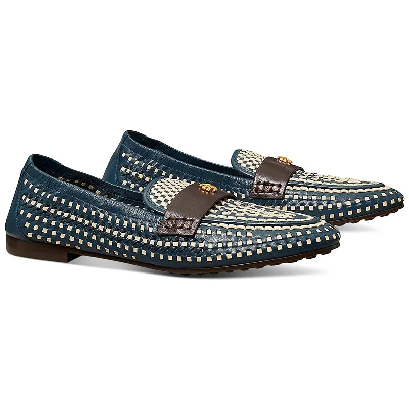 Flats with updated design-Tory Burch Womens Leather Woven Ballet Flats