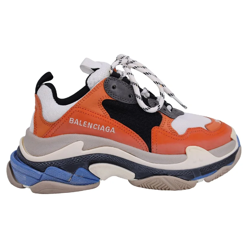 Balenciaga Clear Sole Triple S Sneakers in Orange Polyester