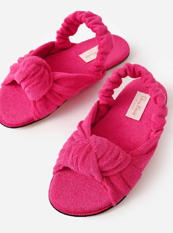 running shoes with solid frame-Women's Venus Knotted Slingback Slipper In Fuschia Pink