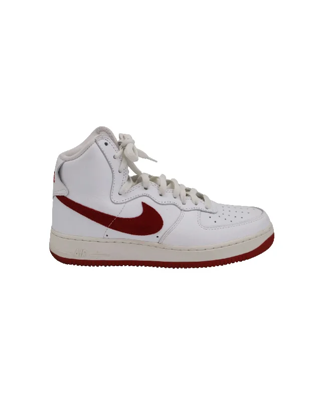 Nike Air Force 1 High 'Nai Ke' Sneakers in White Red Leather