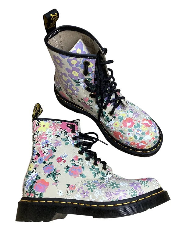 Flats near cultural sites-Boots Ankle Flats By Dr Martens In Floral Print, Size: 6