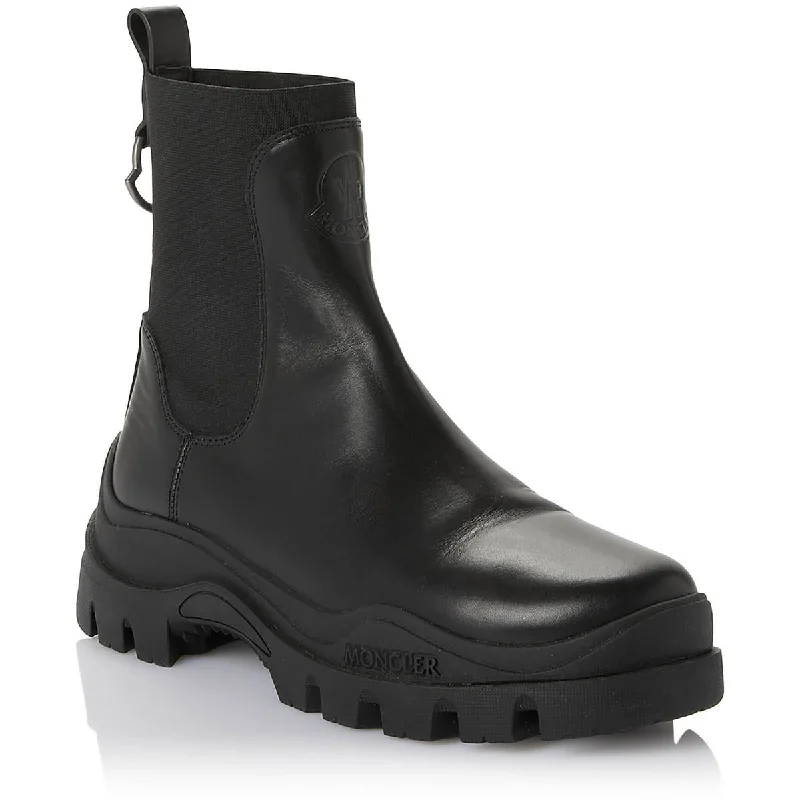 sandals for muddy trails-How to wear boots in fall-Moncler Mens Larue Pull On Lug Sole Chelsea Boots