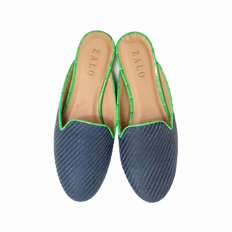 running shoes with skid proof-Women's Raffia Mule In Navy