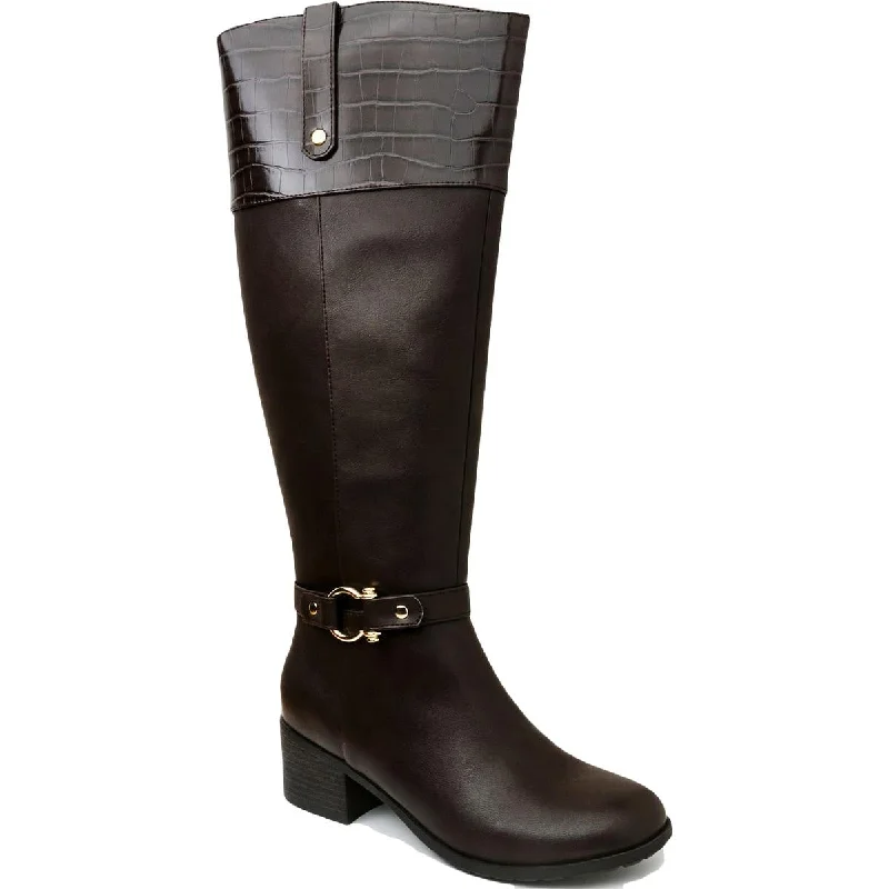 sandals with black straps-How to fix tight boots-Karen Scott Womens Vickyy Faux Leather Embossed Knee-High Boots