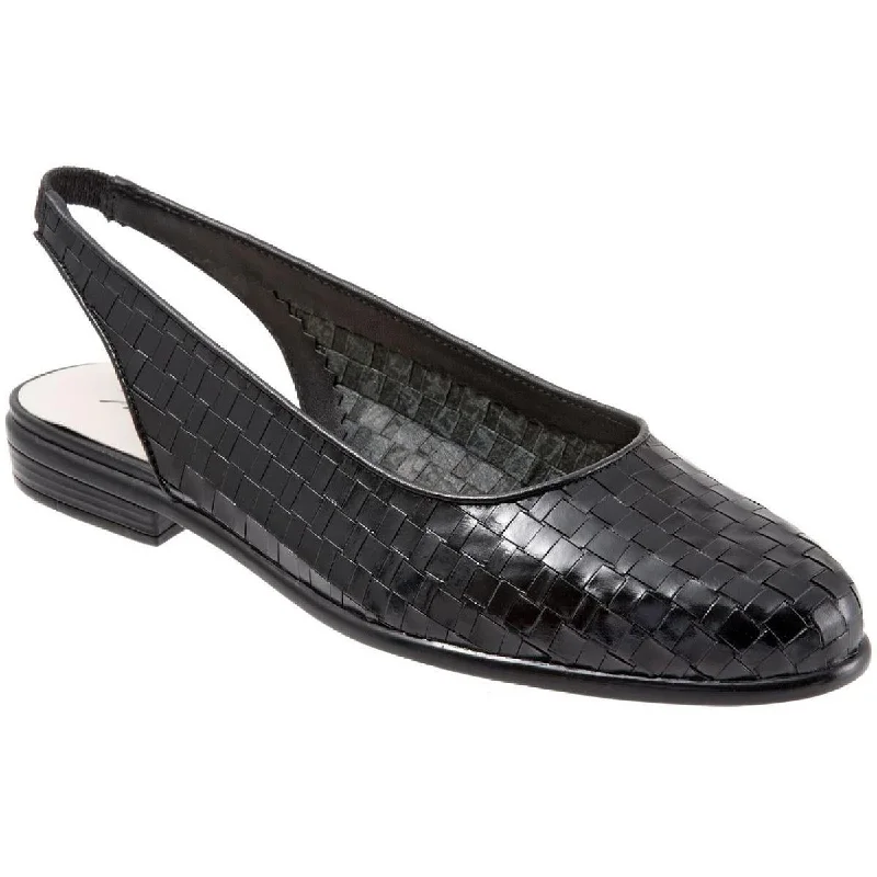 Flats near public spaces-Trotters Womens Lucy Leather Woven Slingbacks