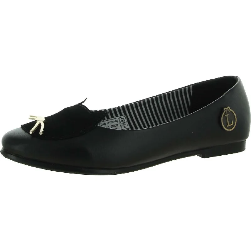 Loafers with eco trends-Loly in the Sky Womens Black Kitty Solid Slip On Loafers