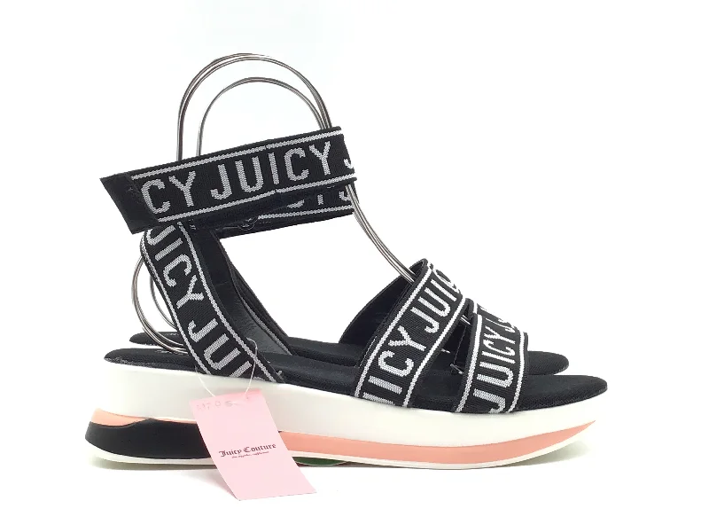 Flats near shopping areas-Sandals Flats By Juicy Couture In Black & White, Size: 9.5