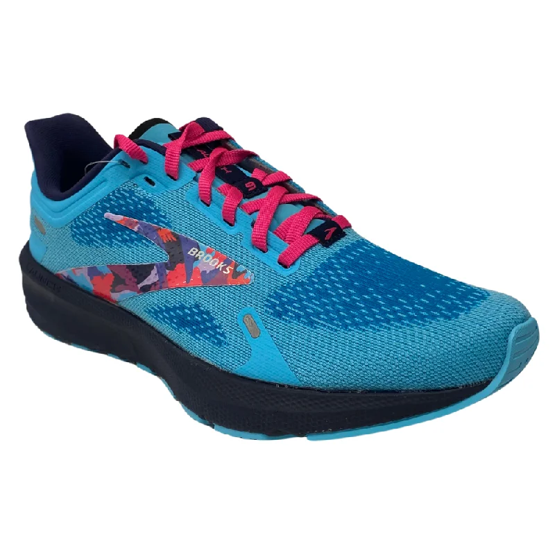 running shoes for moderate pace-Brooks Launch 9 Blue/Eclipse/Pink Running Shoe (Women's)