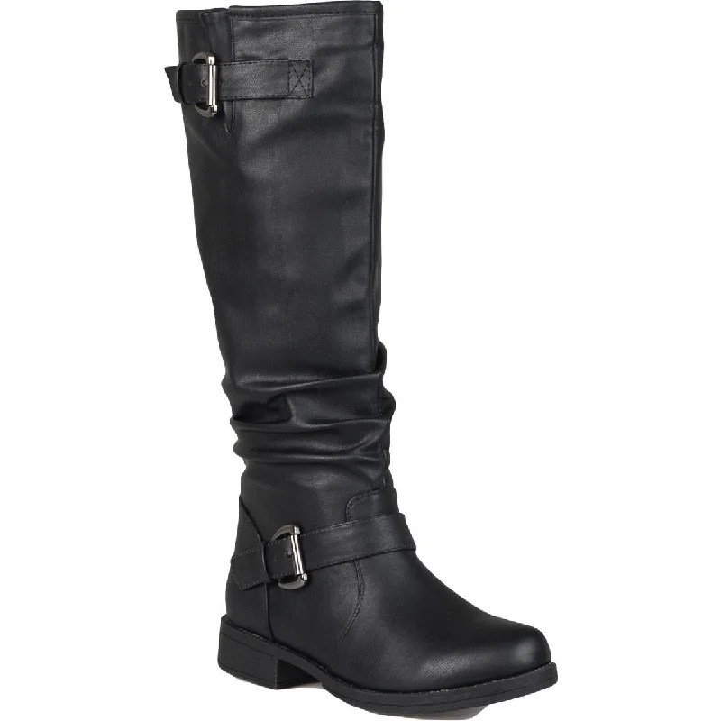 sandals for extreme heat-Are boots good for walks-Journee Collection Womens Stormy Faux Leather Wide Calf Knee-High Boots