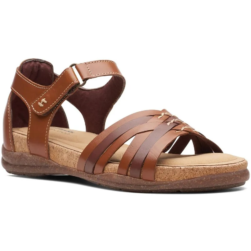 Clarks Womens Roseville Cove Leather Comfort Wedge Sandals