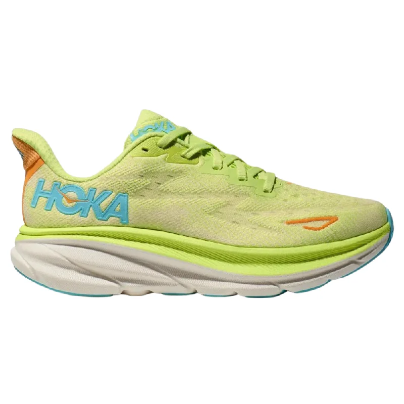 running shoes for fitness goals-Hoka Clifton 9 Lettuce/Solar Flare Running Shoe (Women's)