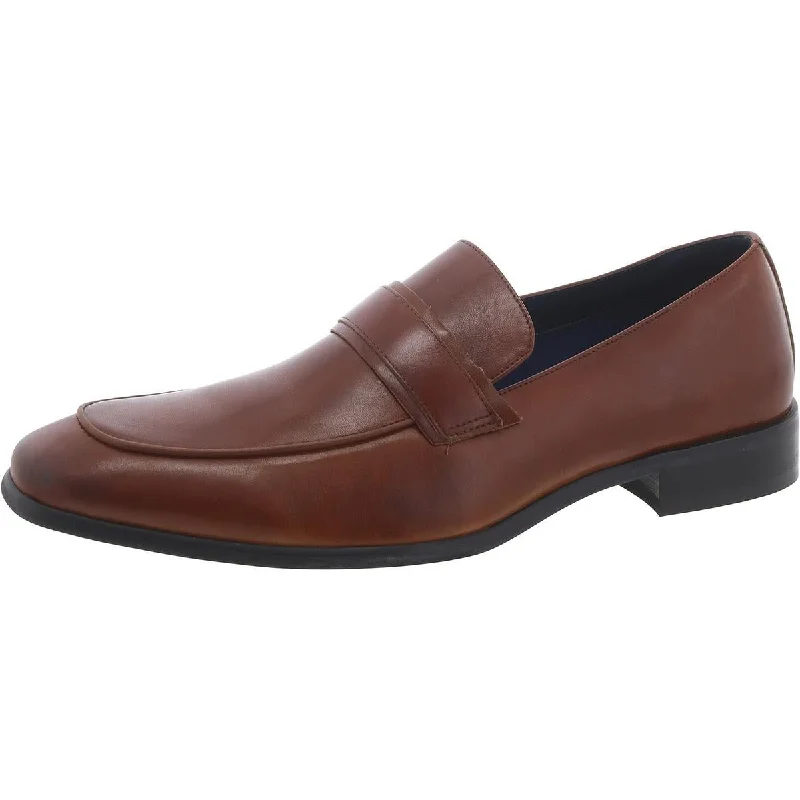 Loafers with decorative buckles-Steve Madden Mens Beaudon Leather Penny Loafers