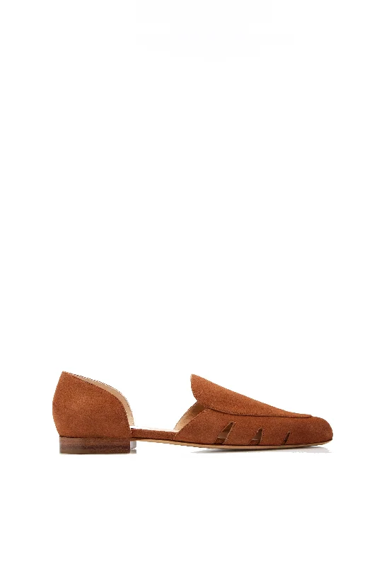 Flats near business district-Rory Flat Shoe in Cognac Suede