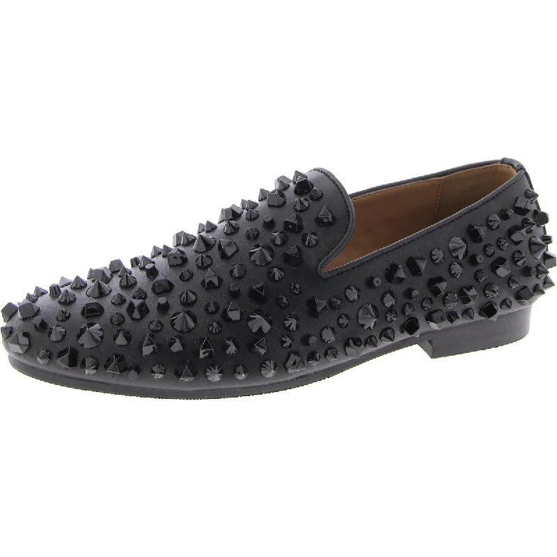 Loafers with eco comfort-Steve Madden Mens Stefanoo Leather Studded Loafers