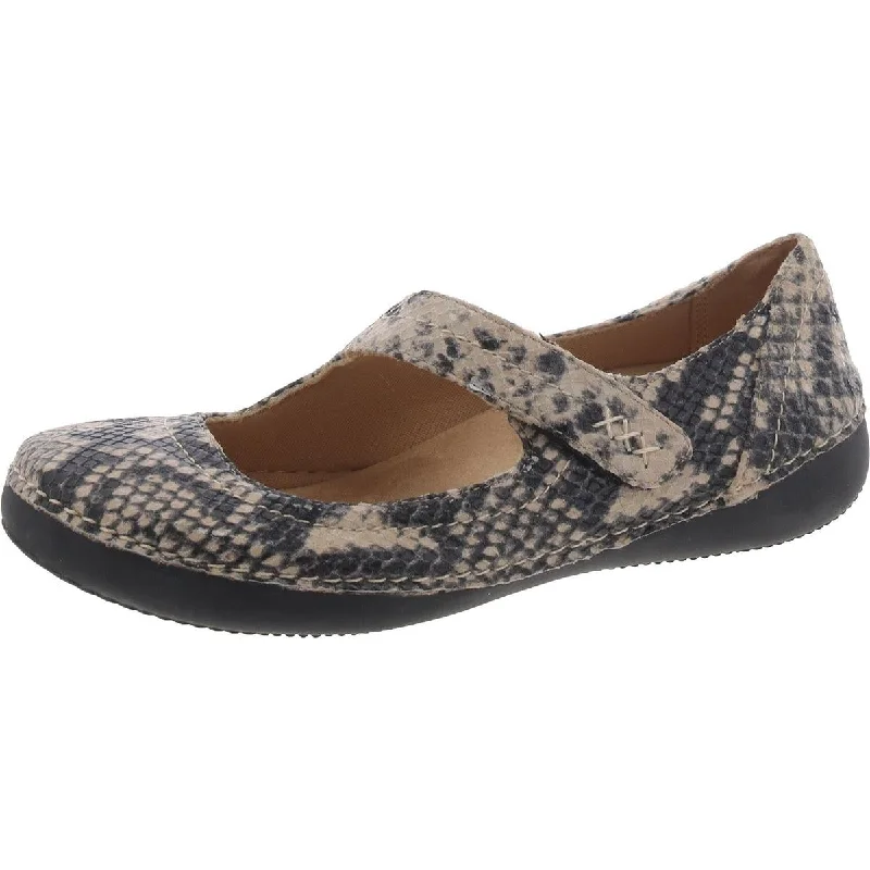 Flats with nearby charm-Vionic Womens Harper Leather Snake Print Mary Janes