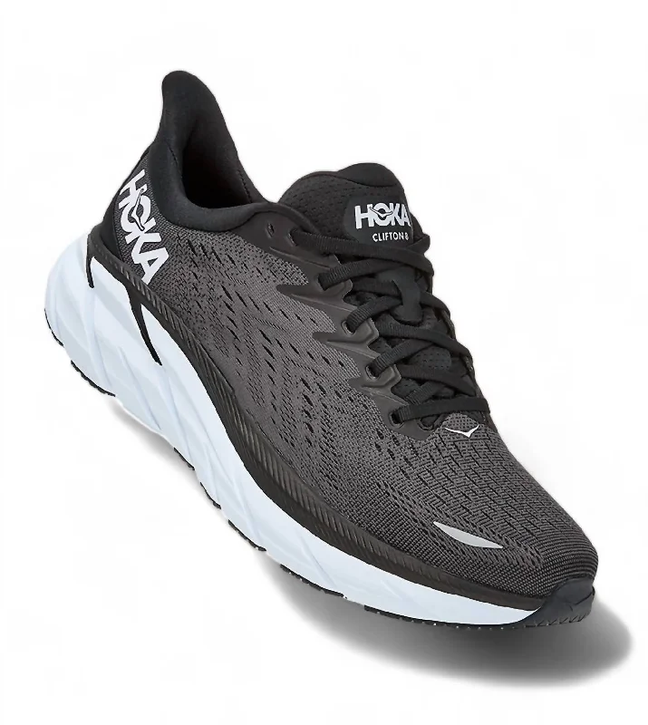 running shoes for fast runners-Men's Clifton 8 Running Shoes In Black/white