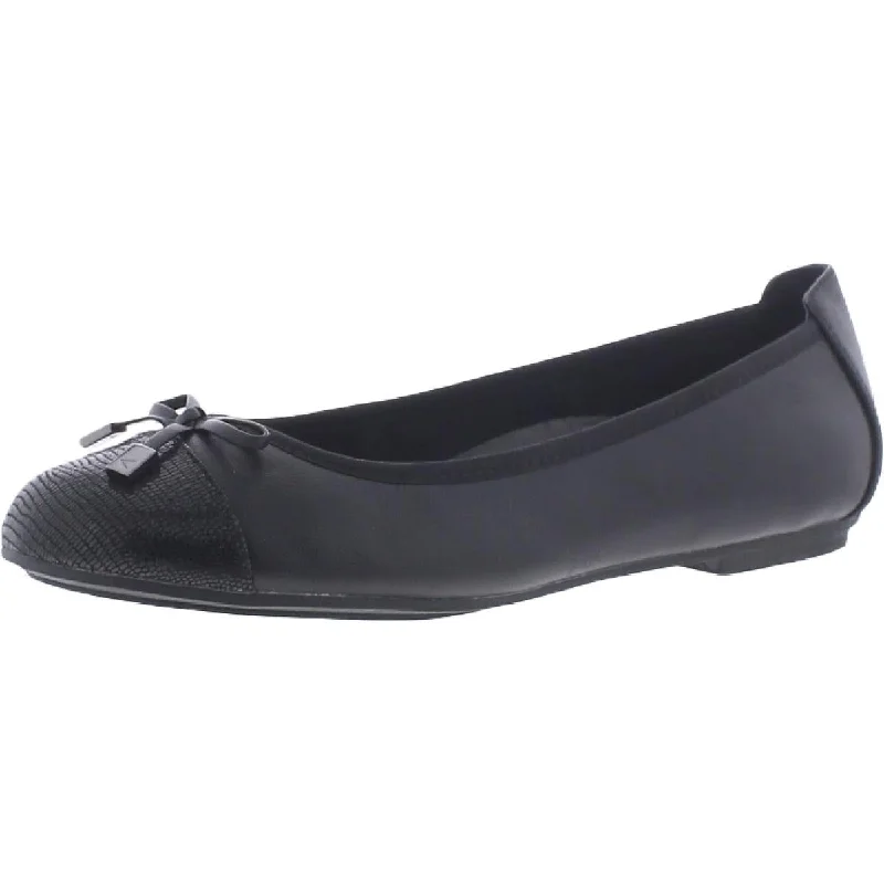 Flats with balcony-Vionic Womens Minna Leather Toe Cap Ballet Flats