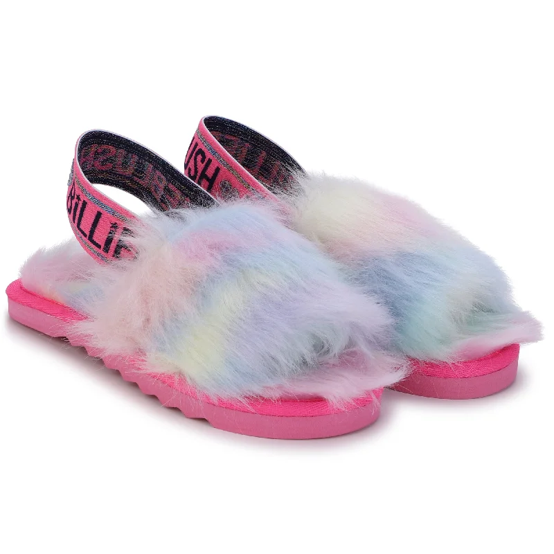 running shoes with wide toe box-BillieBlush Rainbow Fuzzy Slipper U19331