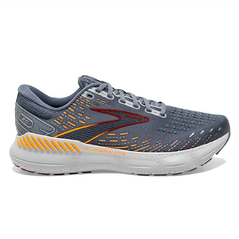 running shoes for hiking trails-Men's Glycerin 20 Running Shoes In Grey/chili Oil/orange