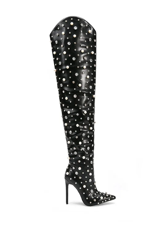 sandals for evening outings-Can boots be worn professionally-STARLING-BLACK STILETTO BOOT