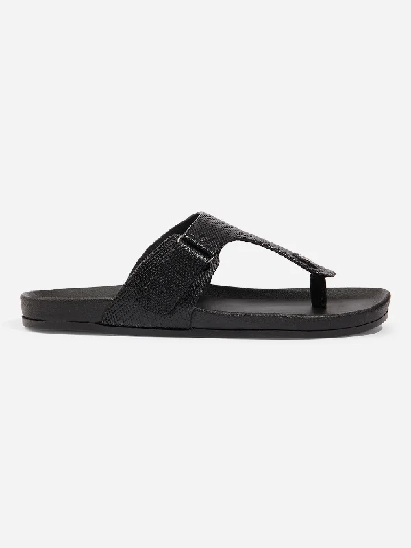 running shoes with carbon plate-Men Black Sandal / Slipper (ID4227)