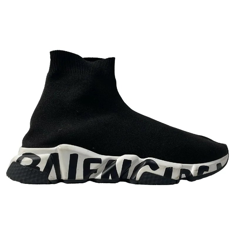 Balenciaga Logo Sole Speed Sneakers in Black Polyester