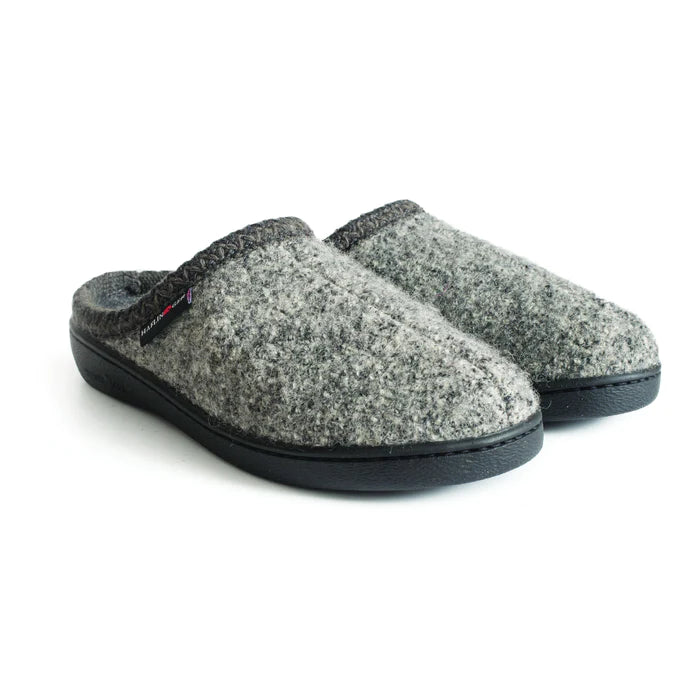 running shoes with wide opening-Haflinger AT64 Slipper - Grey Speckle