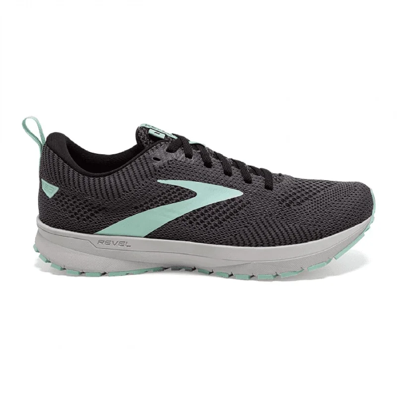 running shoes with dust proof-Women's Revel 5 Road Running Shoes - Medium Width In Ebony/black/yucca