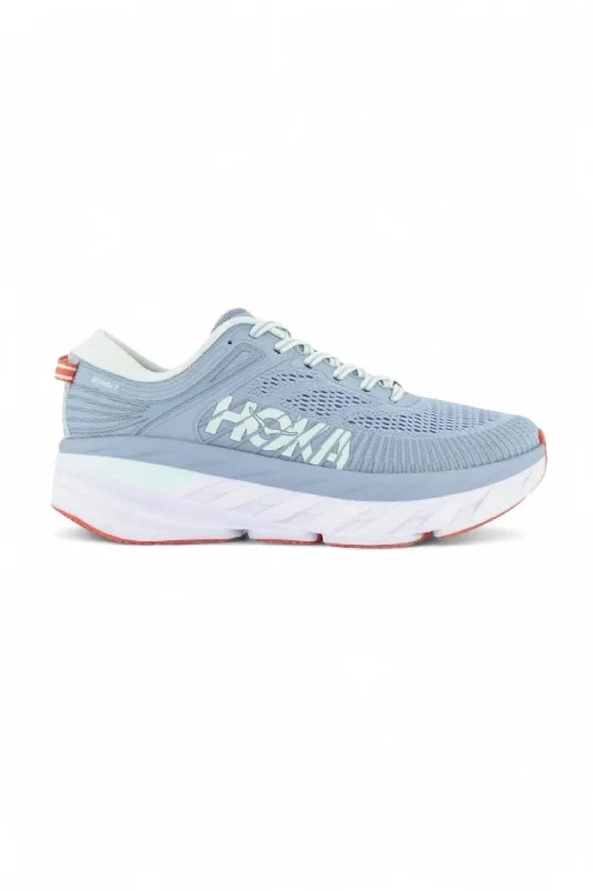 running shoes for indoor tracks-Women's Bondi 7 Road Running Shoes In Blue Fog/blue Glass