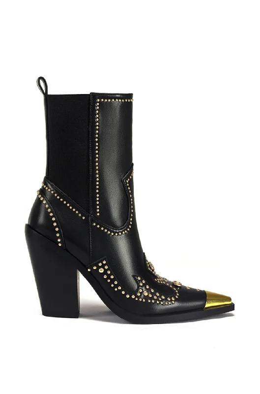 sandals for road strolls-How to fix smelly boots-TORRIN-BLACK STUDDED ANKLE BOOTIE