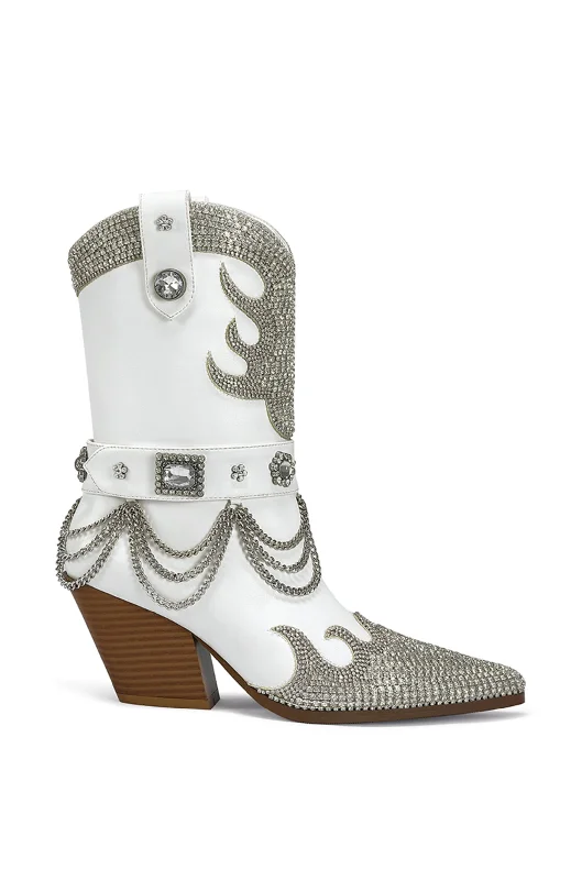 sandals with textured sole-Where to find polished boots-BRAMWELL-WHITE WESTERN BOOTIE