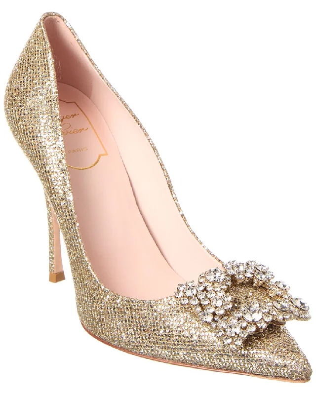 Roger Vivier Flower Strass Leather Pump