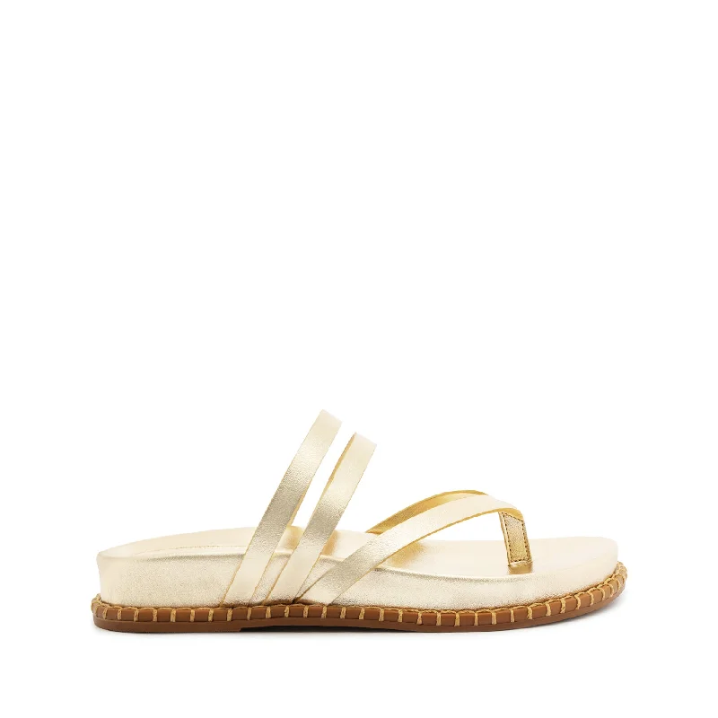 Flats with pool-Rania Sporty Metallic Leather Sandal