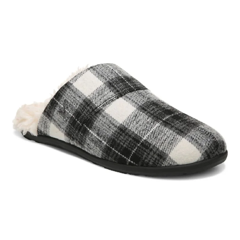 running shoes for winter cold-Men's Alfons Orthotic Comfort Slipper - Medium Width In Black Plaid