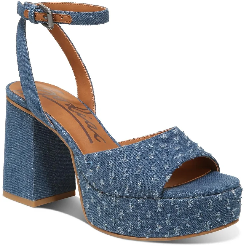 Zodiac Womens Priya Denim Ankle Strap T-Strap Sandals