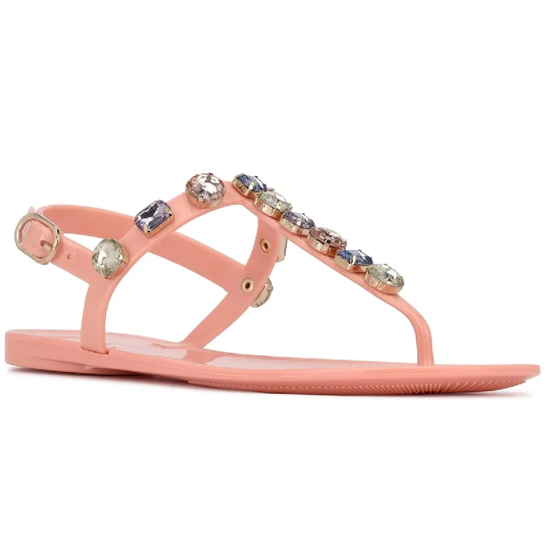 Nine West Womens Juniper Rhinestone  Jelly Sandals