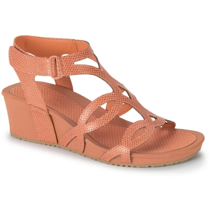 Baretraps Womens Raeanne Faux Leather Strappy Wedge Sandals