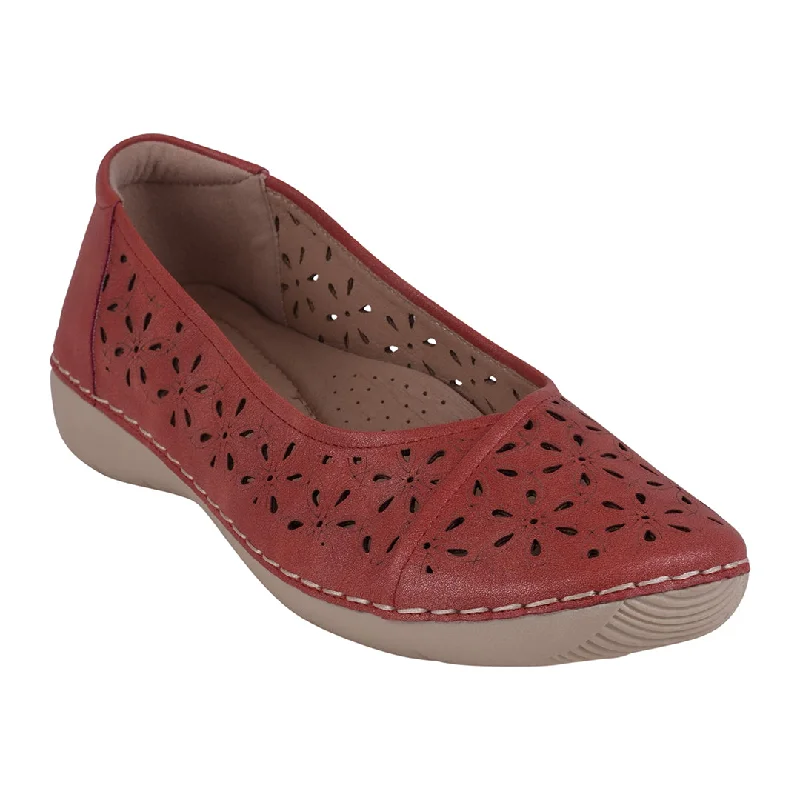 Flats in lively charm-Nysha Red Laser Cut Flats