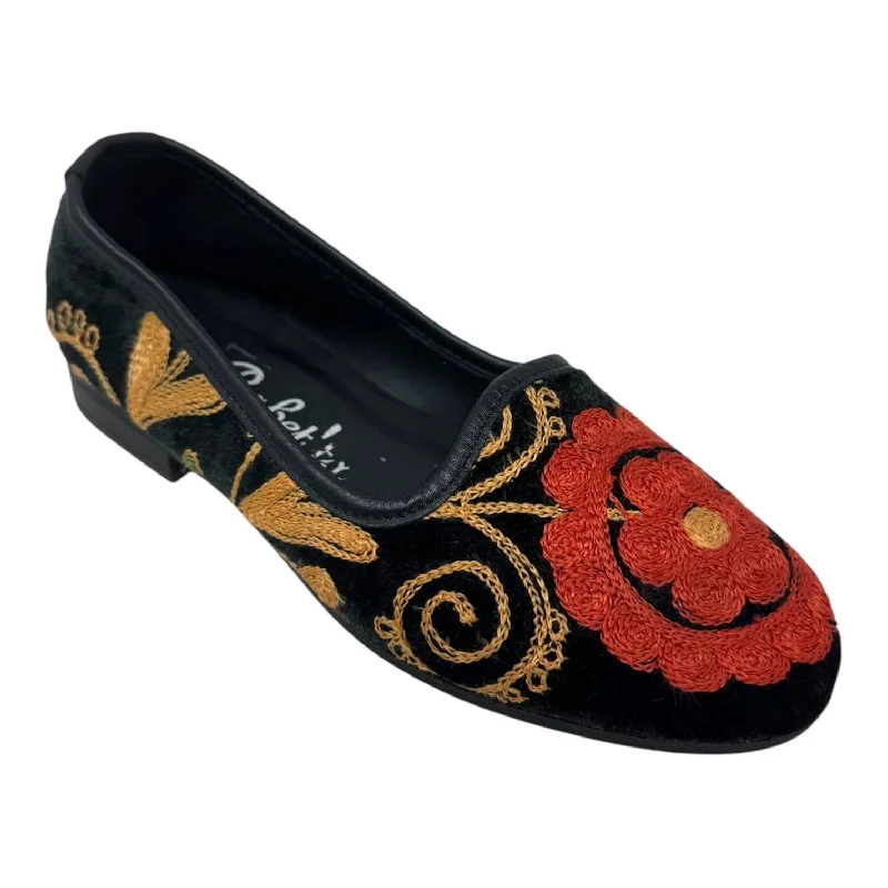 Flats near scenic routes-Embroidered Velvet Shoes Flats By Babetta In Floral Print, Size: 6