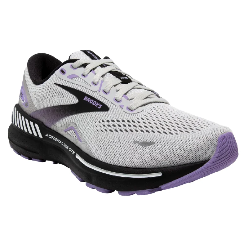 running shoes for intense runs-Brooks Adrenaline GTS 23 Grey/Black/Purple Running Shoe (Women's)