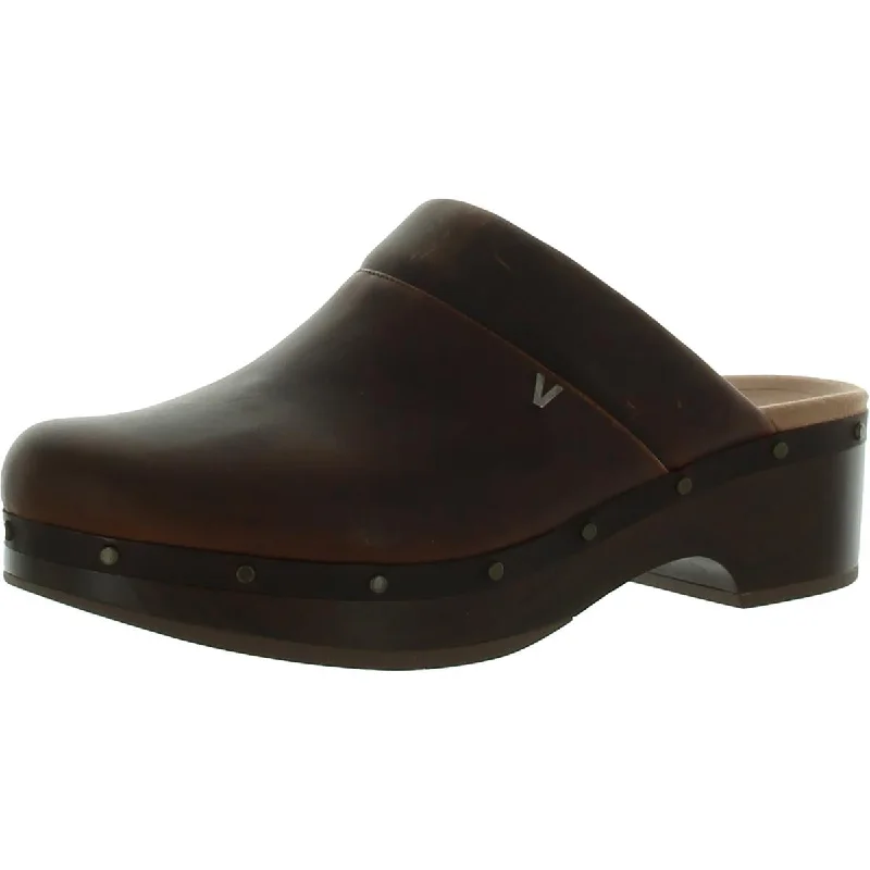 Flats with ample appeal-Vionic Womens Kacie Leather Clogs Mules