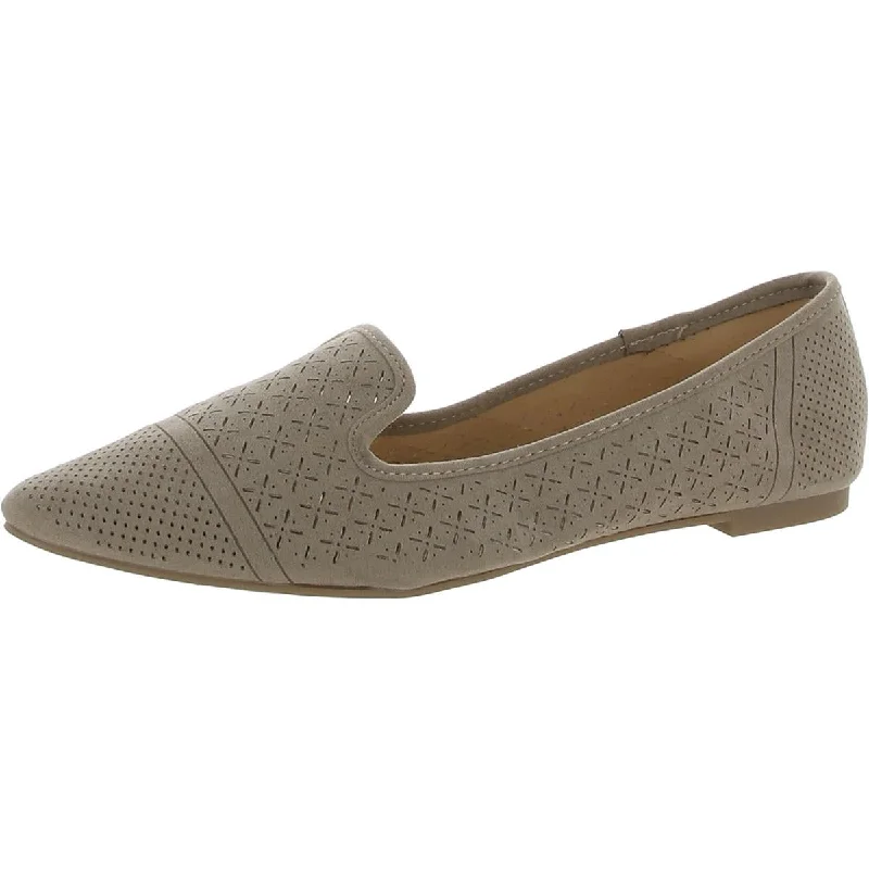 Flats with spacious balconies-XOXO Womens Vancy Faux Leather Slip On Ballet Flats