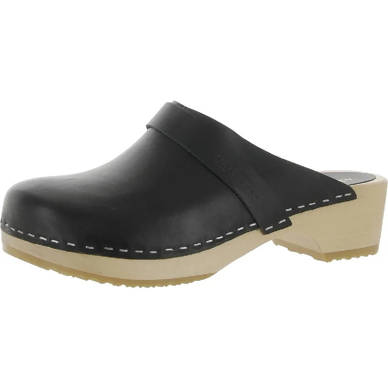 Flats with large living room-Swedish Hasbeens Womens Swedish Husband Leather Slip-On Clogs