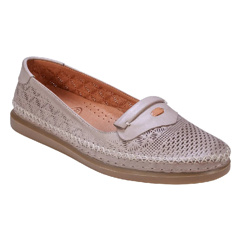 Flats near fitness spaces-Ginger Grey Perforated Leather Flats