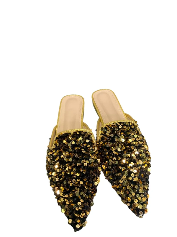 Flats with pet-friendly charm-Shoes Flats By Clothes Mentor In Gold, Size: 10