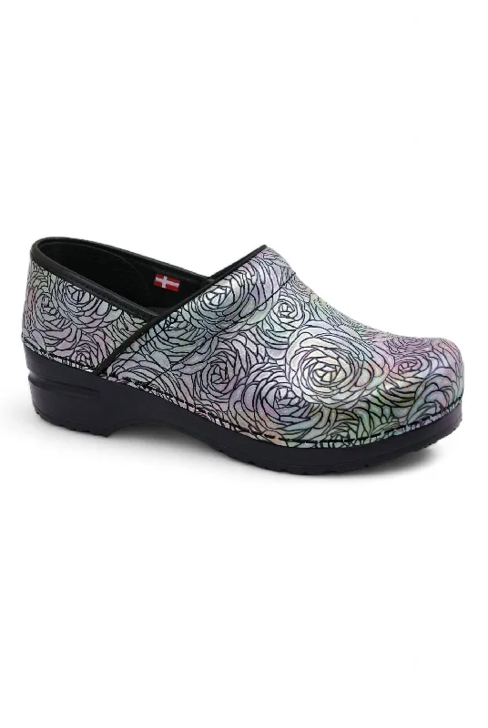 running shoes for hilly trails-Women's Original Professional Mittersill Clog In Embossed Silver Leather